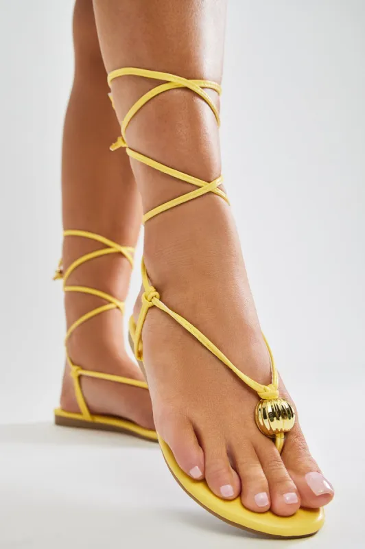 Kacie Flat Sandals - Yellow sold by Fashion Nova