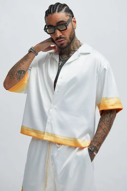 Dale Printed Stripes Shirt - White/combo sold by Fashion Nova