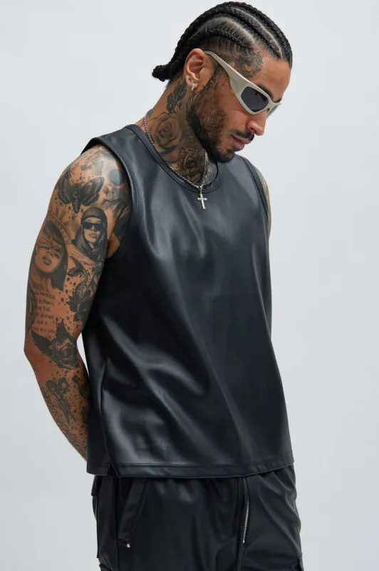 Erickson Faux Leather Tank - Black sold by Fashion Nova