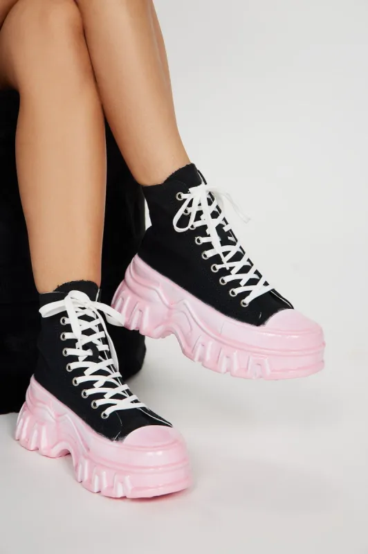 Kenzie High Cut Sneakers - Black/Pink sold by Fashion Nova