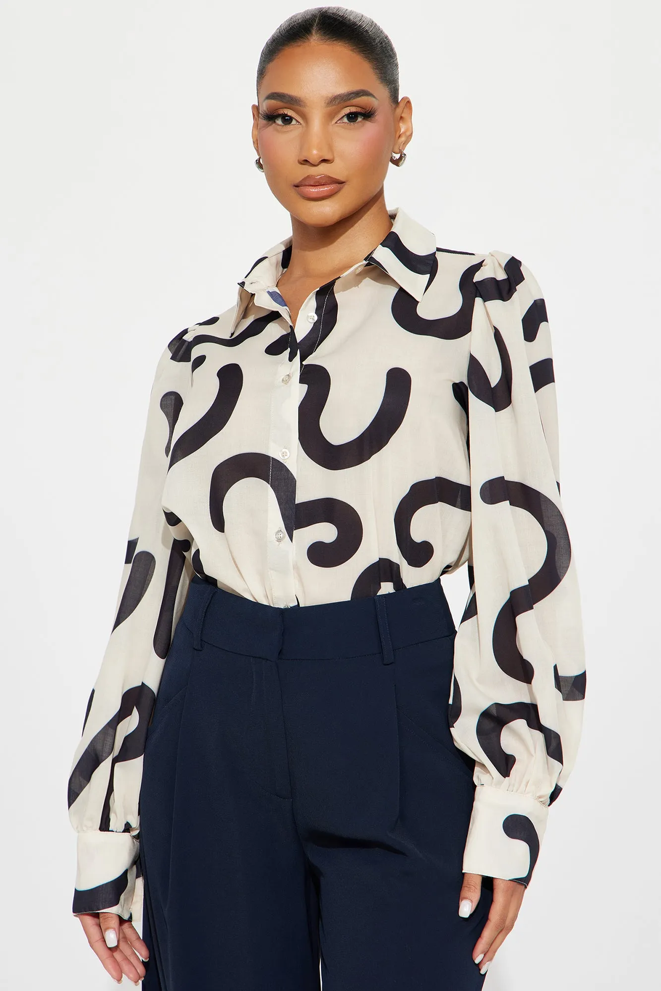 Out Of Line Shirt - Taupe/combo sold by Fashion Nova