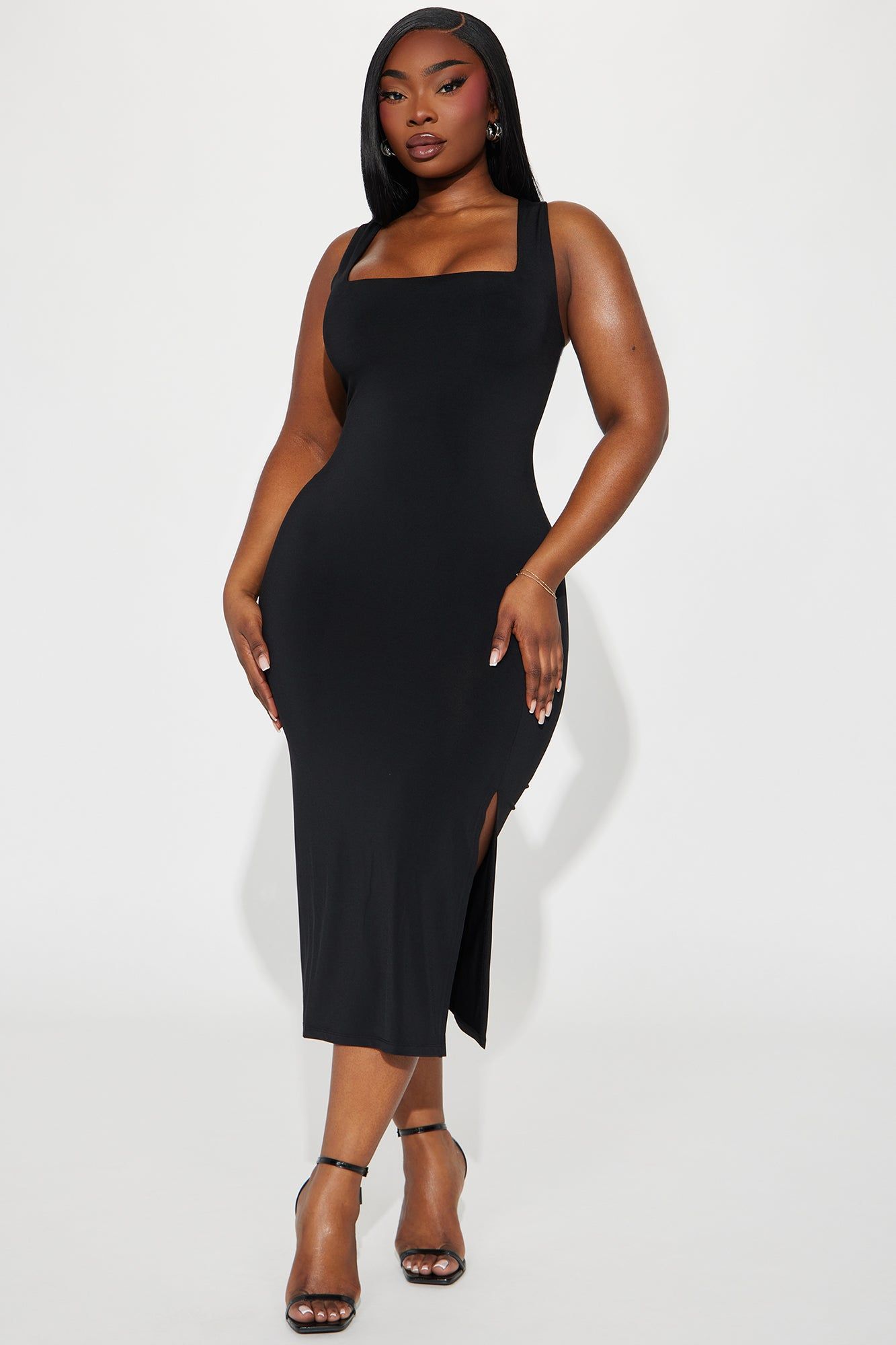 Kiss Me Sleeveless Midi Dress 11- Black sold by Fashion Nova
