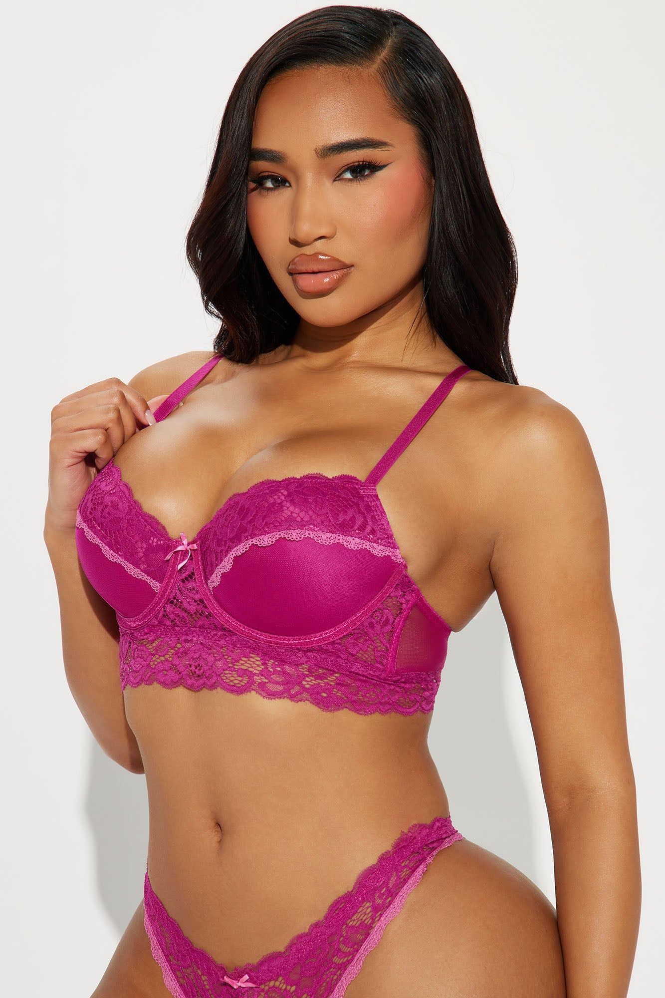Just A Fantasy Lace Push Up Bra - Fuchsia sold by Fashion Nova
