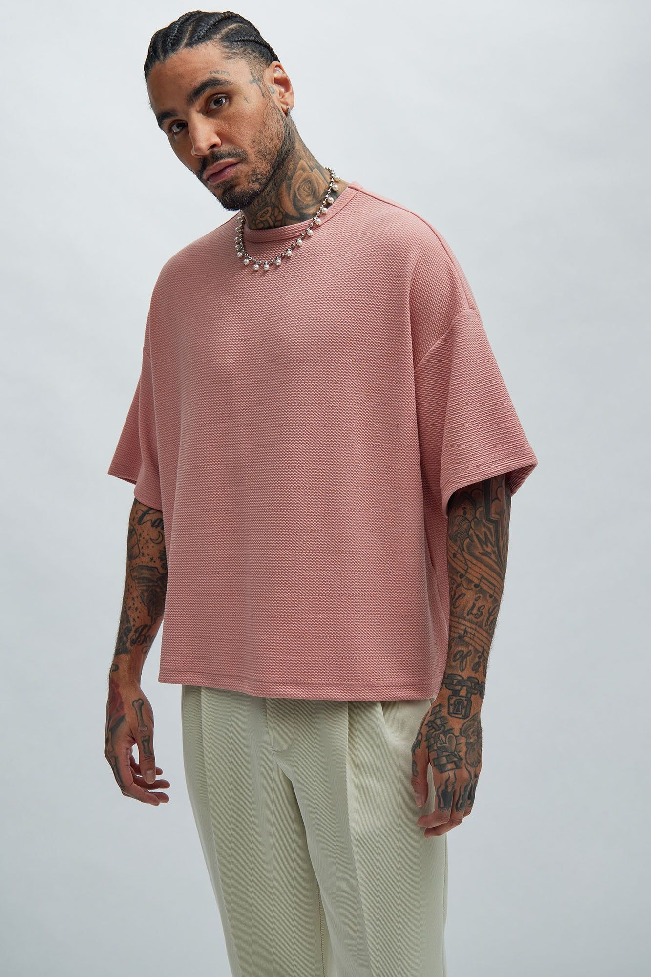 Sorini Textured Boxy Short Sleeve Tee - Mauve sold by Fashion Nova