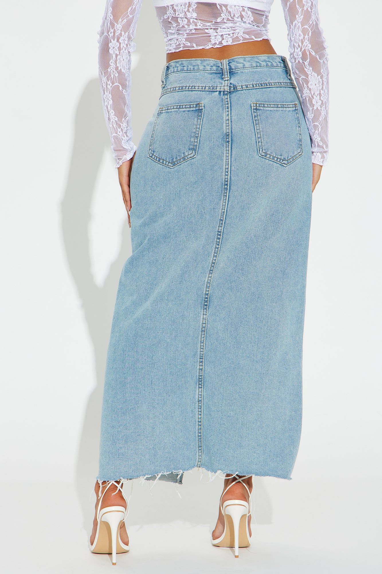 Excuse Me Denim Maxi Skirt - Light Wash sold by Fashion Nova product image thumbnail 3