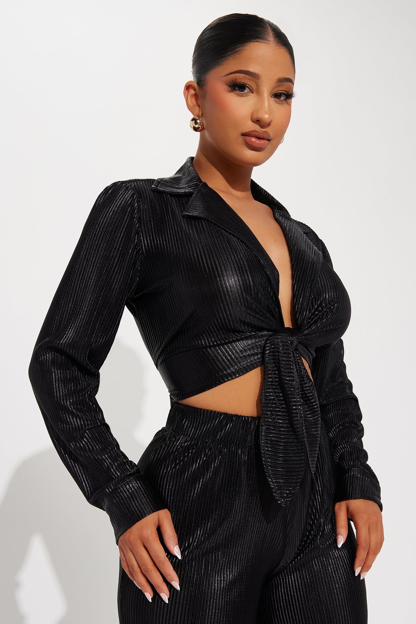 Social Season Plisse Pant Set - Black sold by Fashion Nova product image thumbnail 2