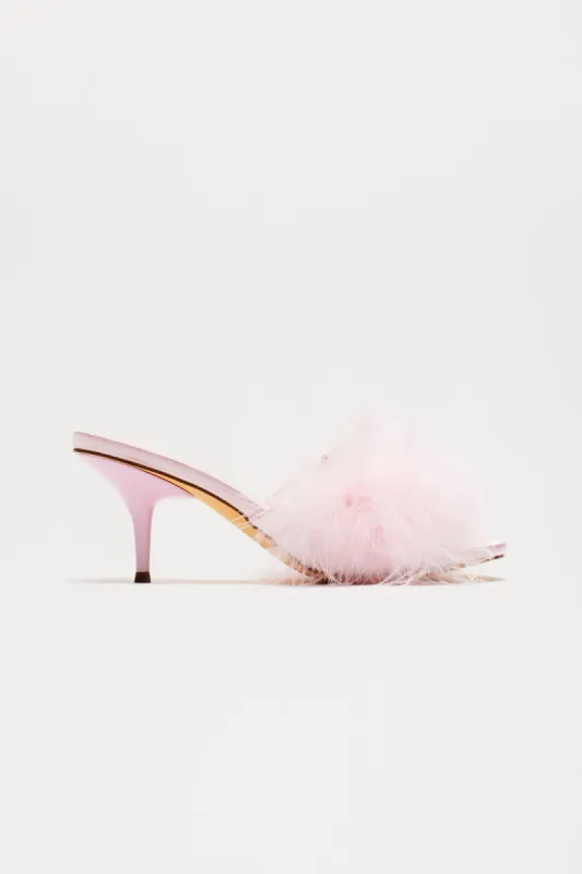 Fluffy Feather Kitten Heels - Pink sold by Fashion Nova