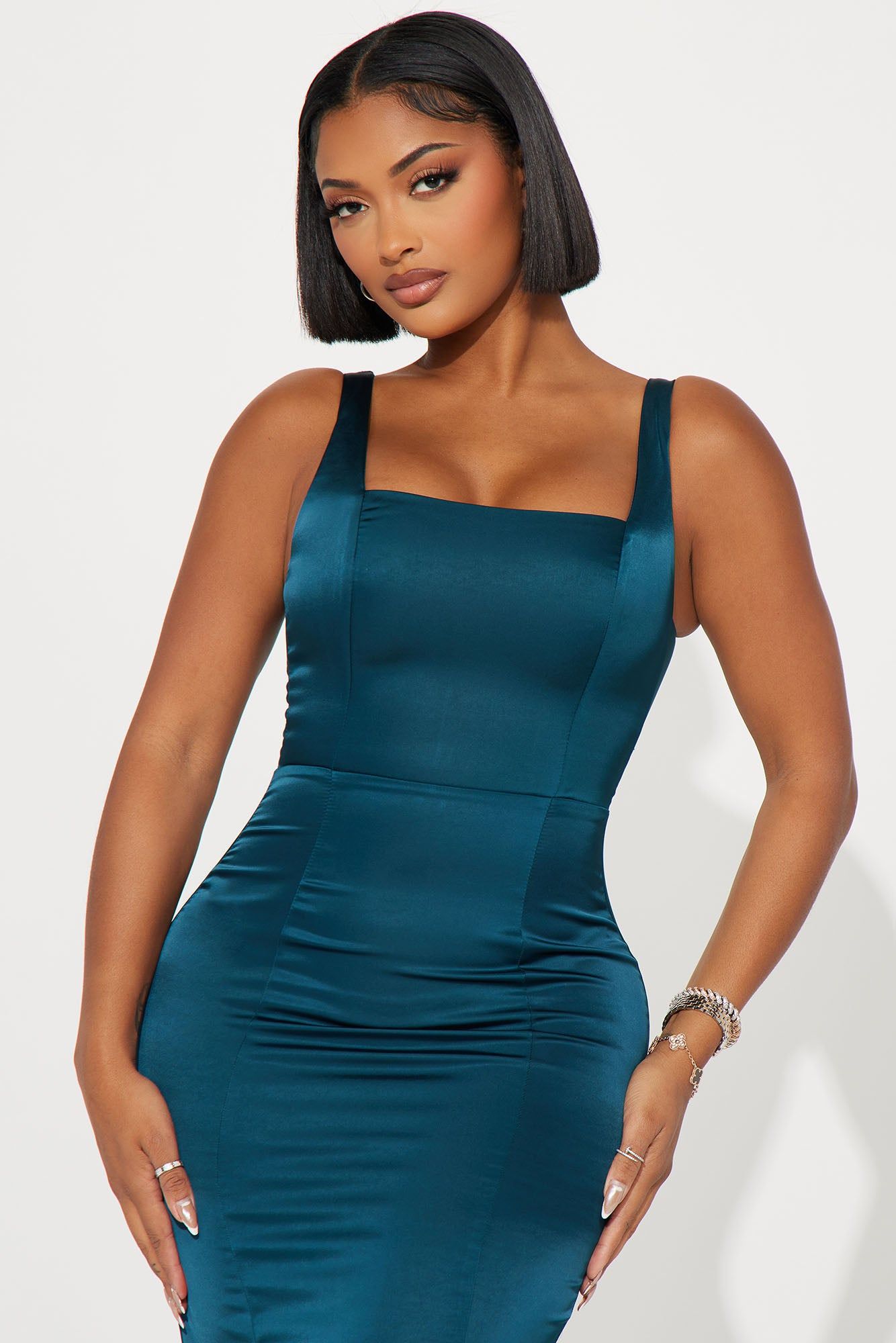 Eve Satin Gown - Emerald sold by Fashion Nova product image thumbnail 2