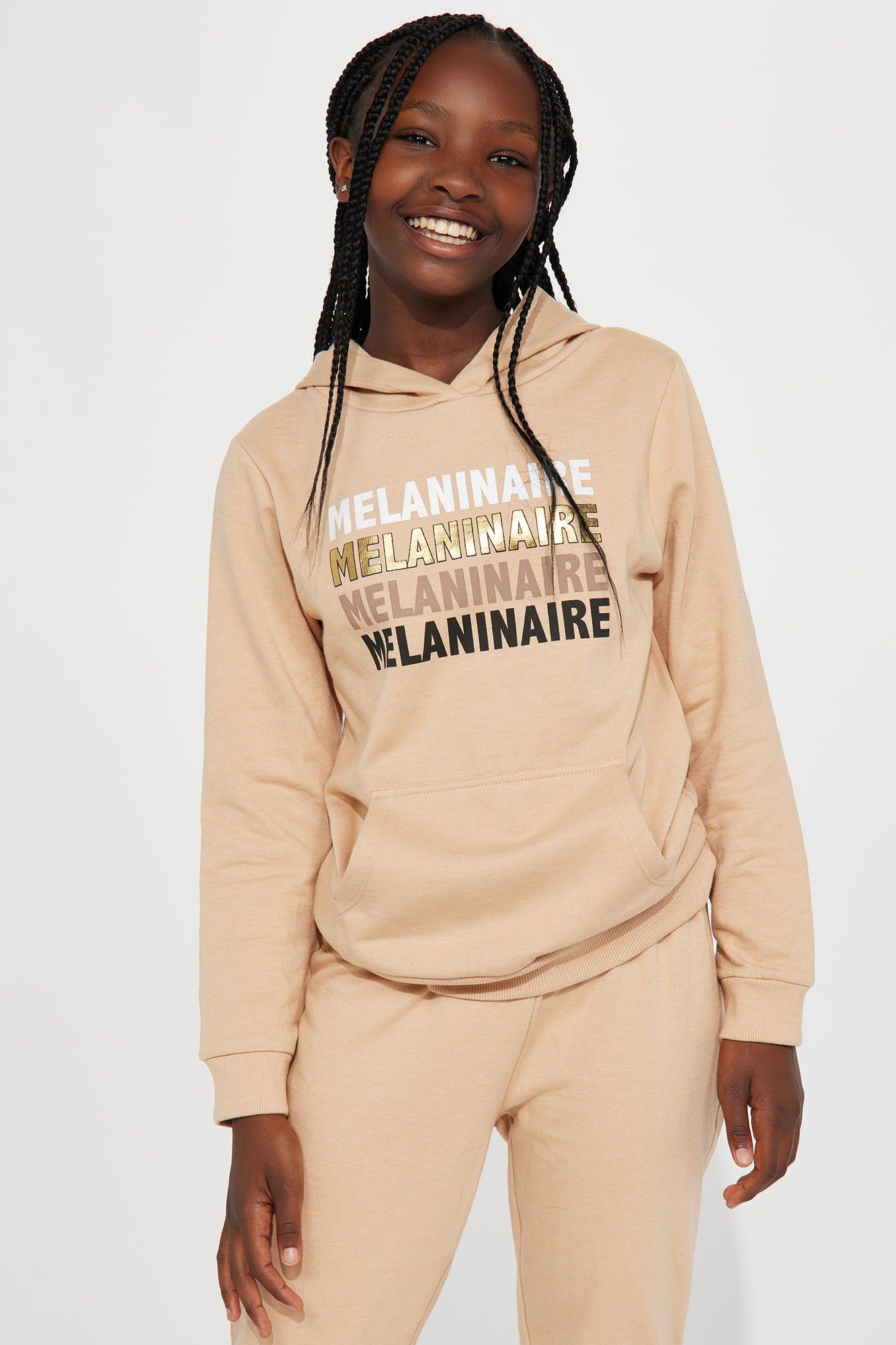 Mini Melaninaire Fleece Jogger Set - Khaki sold by Fashion Nova product image thumbnail 2