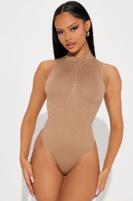 Lizette Zipper Bodysuit - Mocha sold by Fashion Nova