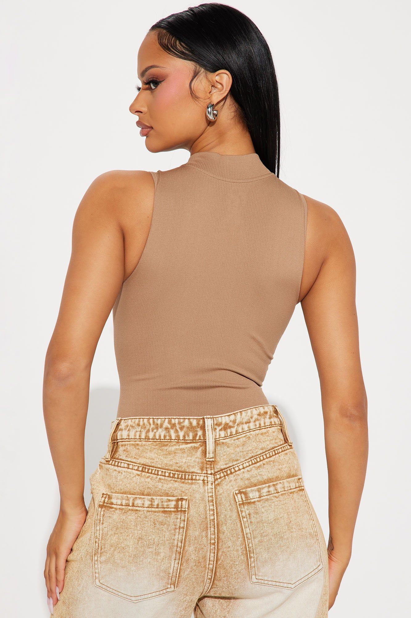 Lizette Zipper Bodysuit - Mocha sold by Fashion Nova product image thumbnail 4
