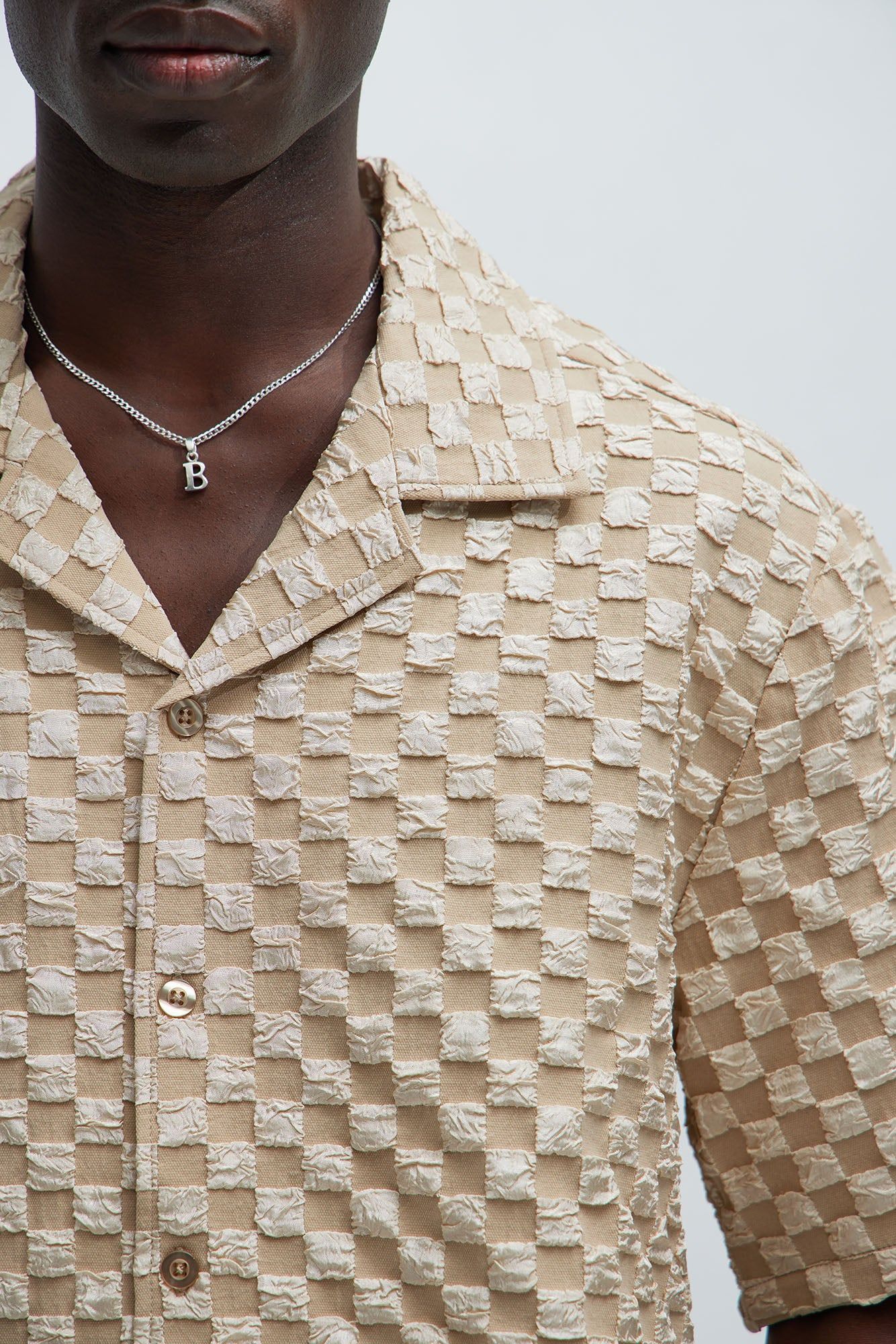 Crinkled Checkers Shirt - Tan sold by Fashion Nova product image thumbnail 3