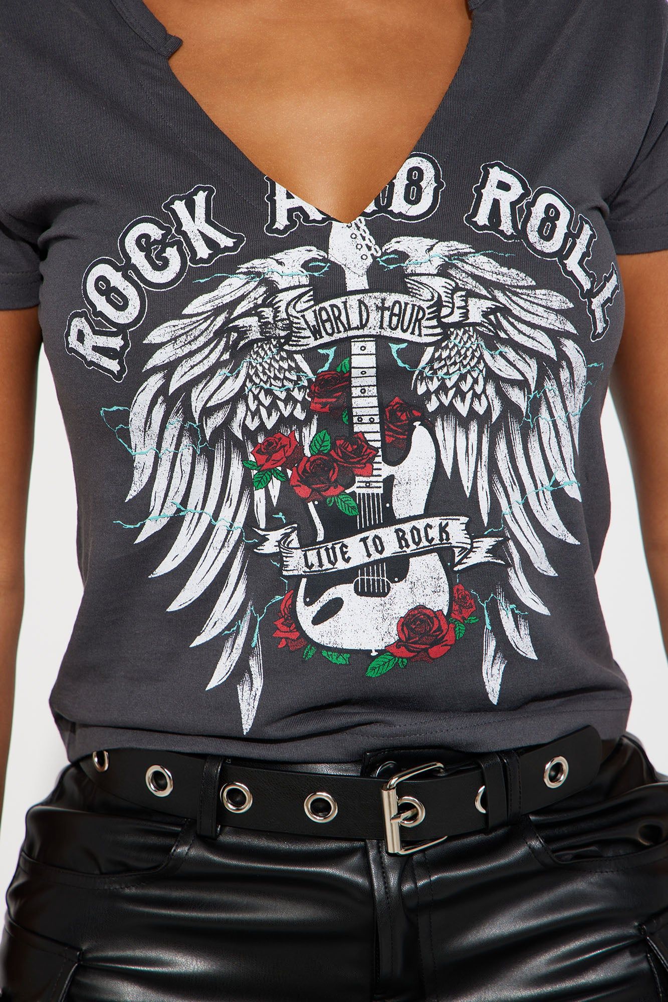 Live To Rock Graphic Tshirt - Charcoal sold by Fashion Nova product image thumbnail 3
