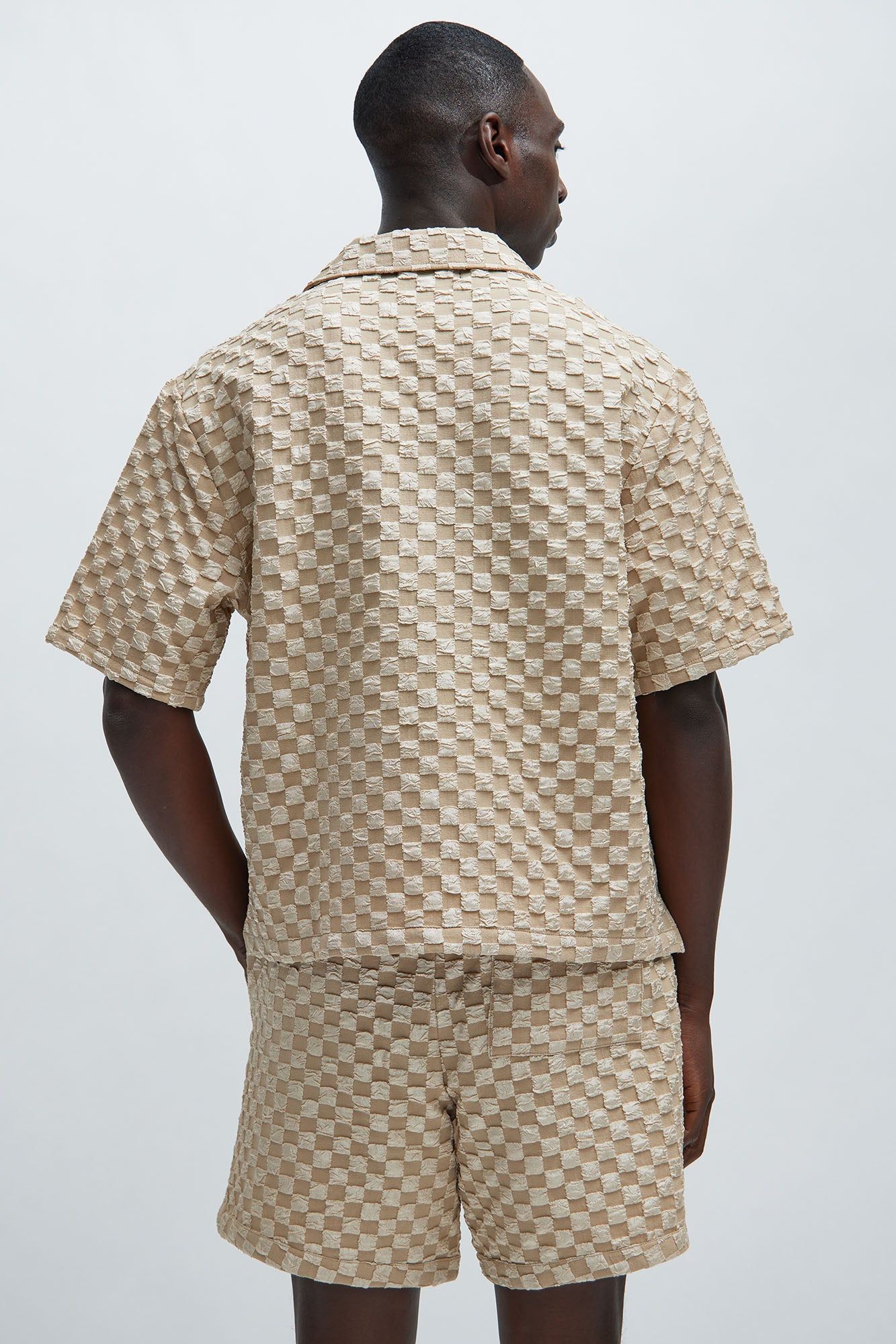 Crinkled Checkers Shirt - Tan sold by Fashion Nova product image thumbnail 4