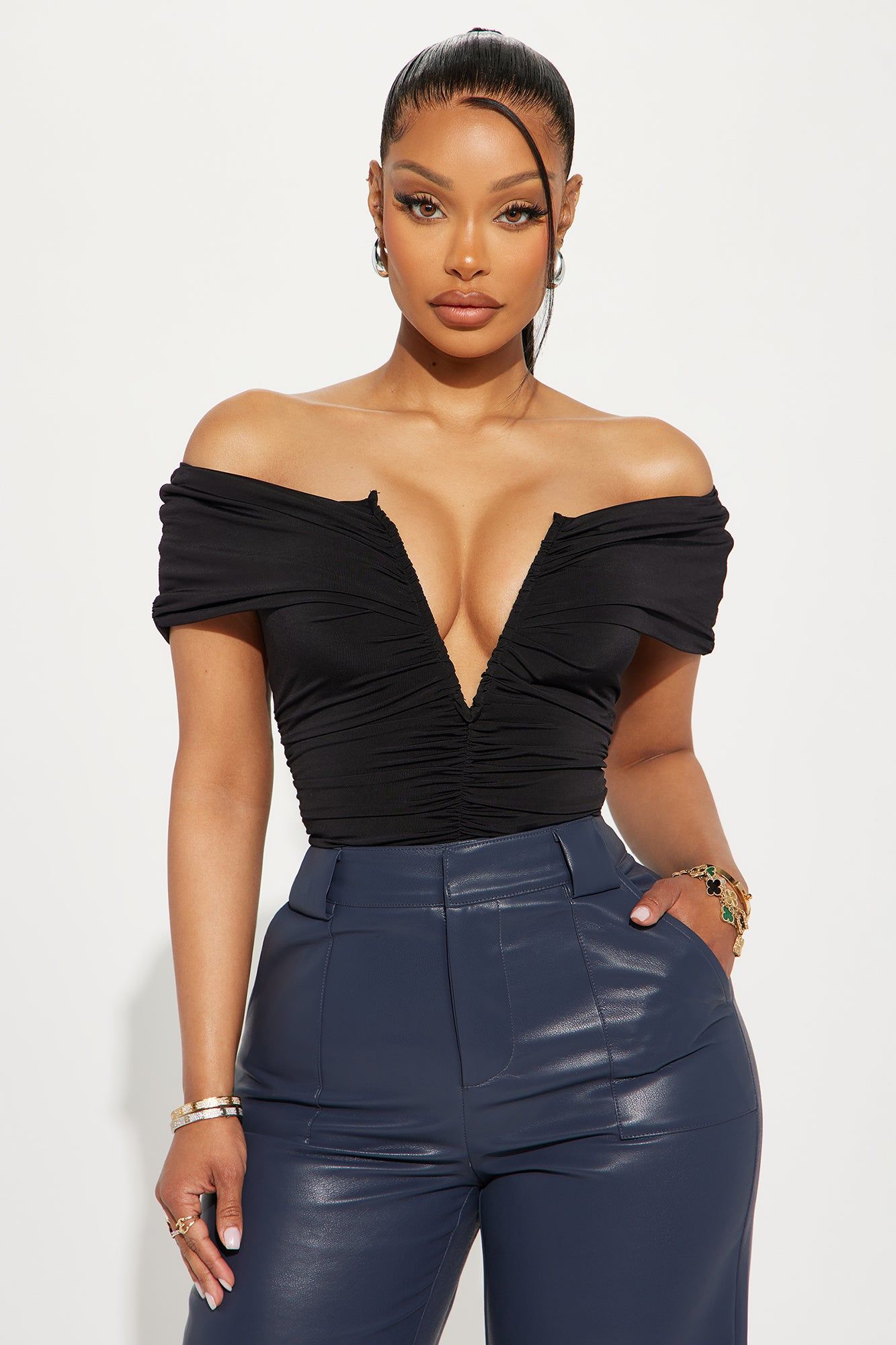 What You Wanted Ruched Bodysuit - Black sold by Fashion Nova product image thumbnail 3