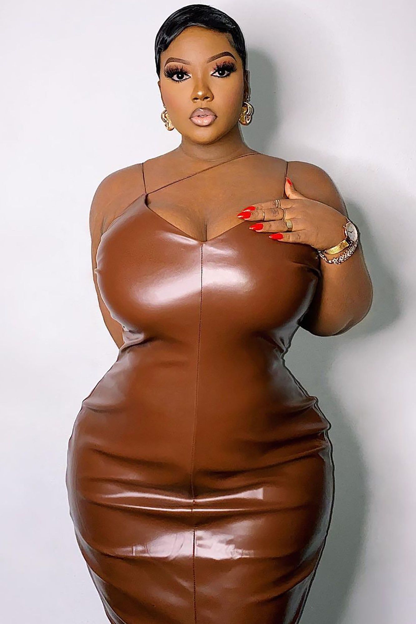 Make It Sexy Faux Leather Midi Dress - Brown sold by Fashion Nova product image thumbnail 9