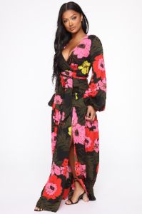 Floral Escape Maxi Dress - Red/Combo sold by Fashion Nova