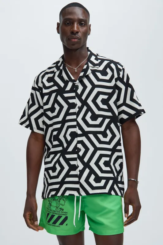 Overlapping Shirt - Off  White/combo sold by Fashion Nova