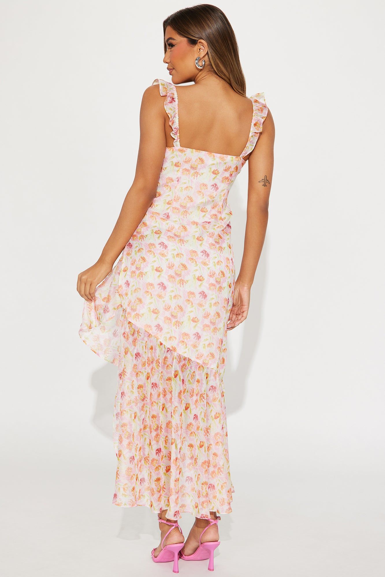 Full Blossom Chiffon Midi Dress - Pink/combo sold by Fashion Nova product image thumbnail 3