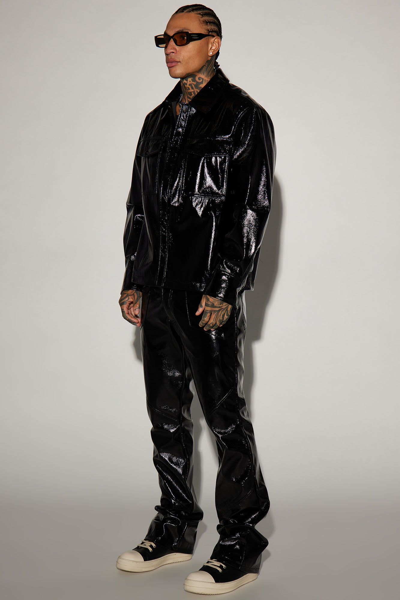 Da Baddie Faux Leather Stacked Slim Flare Pants - Black sold by Fashion Nova product image thumbnail 2