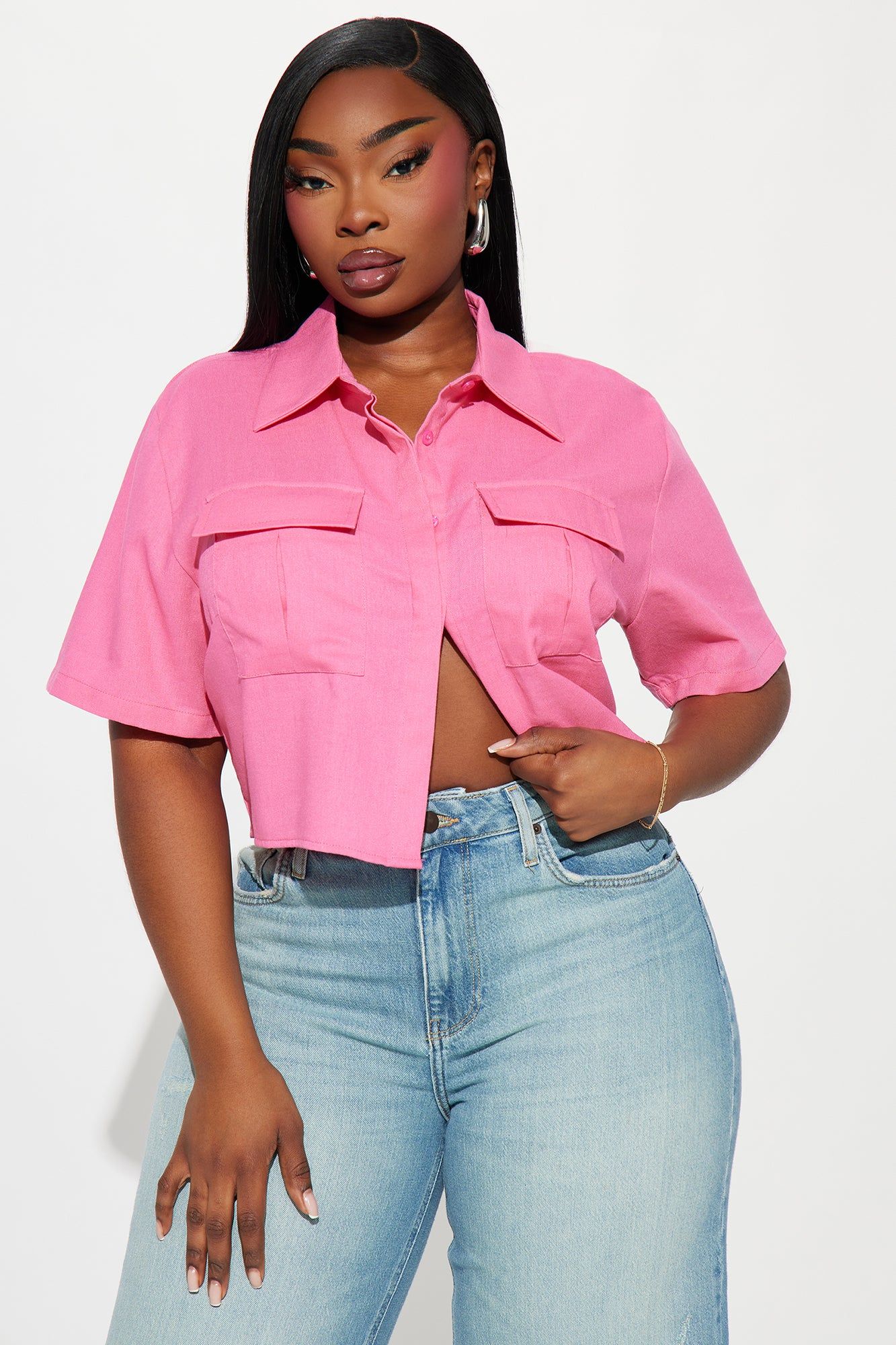 Allegra Linen Shirt - Pink sold by Fashion Nova product image thumbnail 4