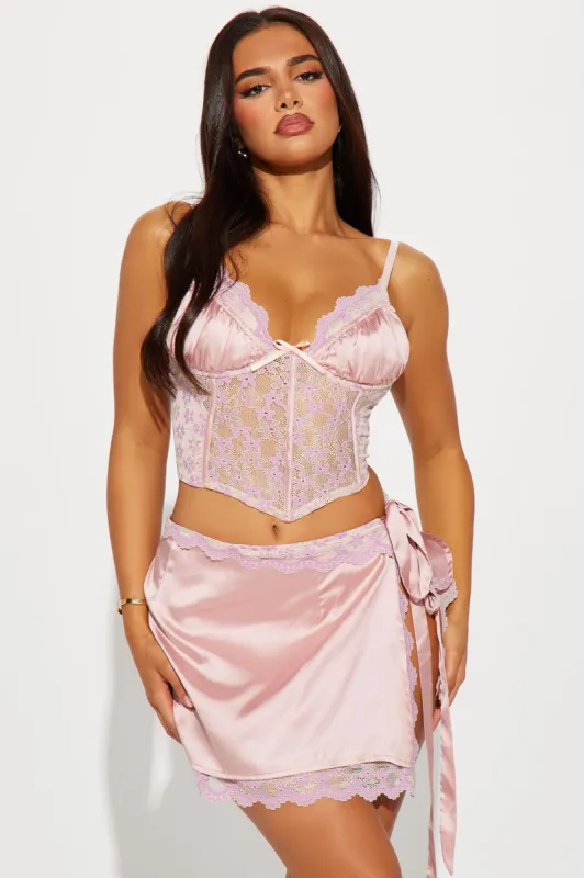 Arianna Satin Skirt Set - Pink sold by Fashion Nova
