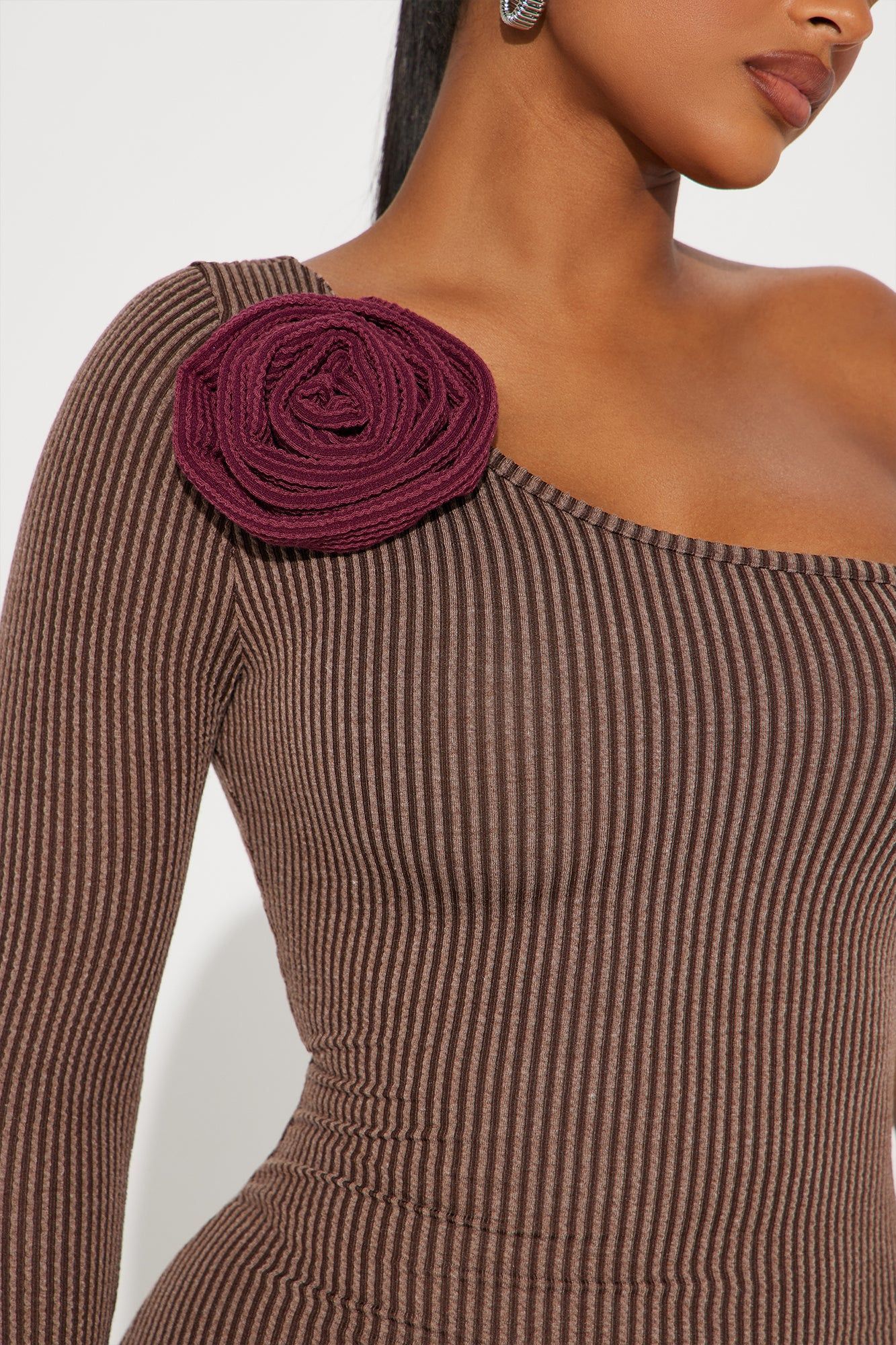 Rosanna Ribbed Mini Dress - Brown sold by Fashion Nova product image thumbnail 3