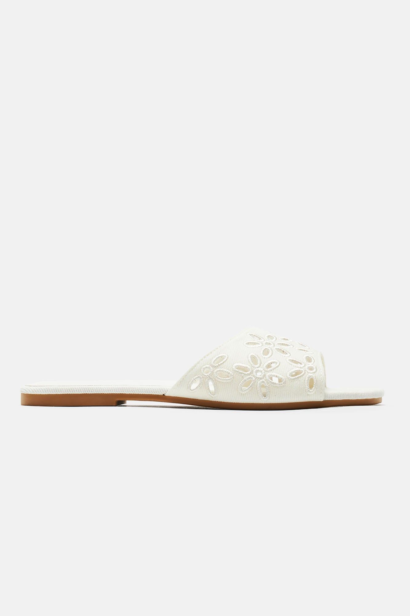 Switch Up Denim Flat Sandals - White sold by Fashion Nova product image thumbnail 5
