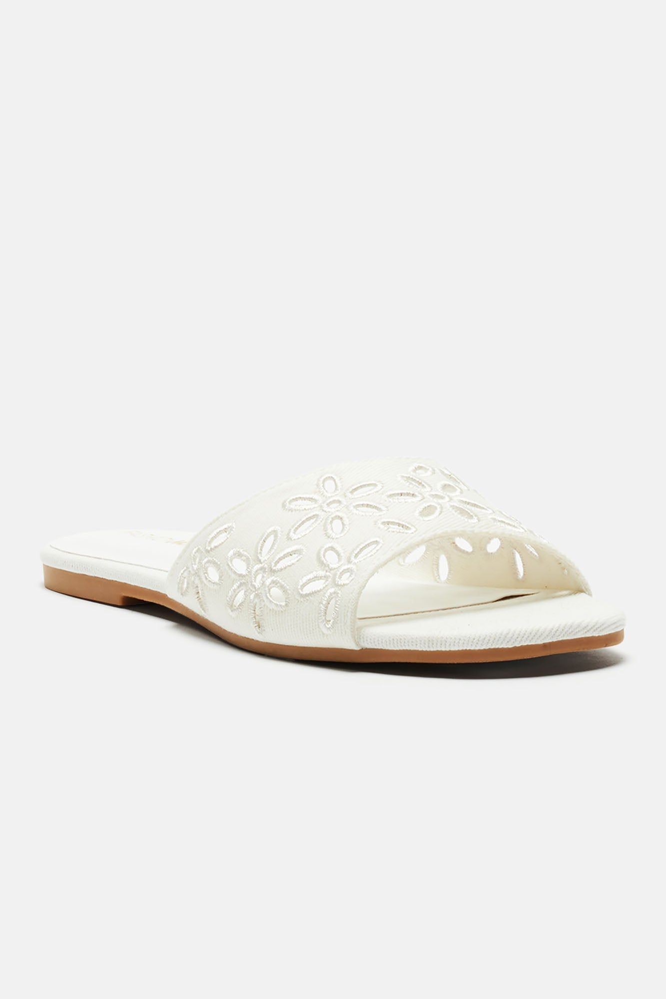 Switch Up Denim Flat Sandals - White sold by Fashion Nova product image thumbnail 2