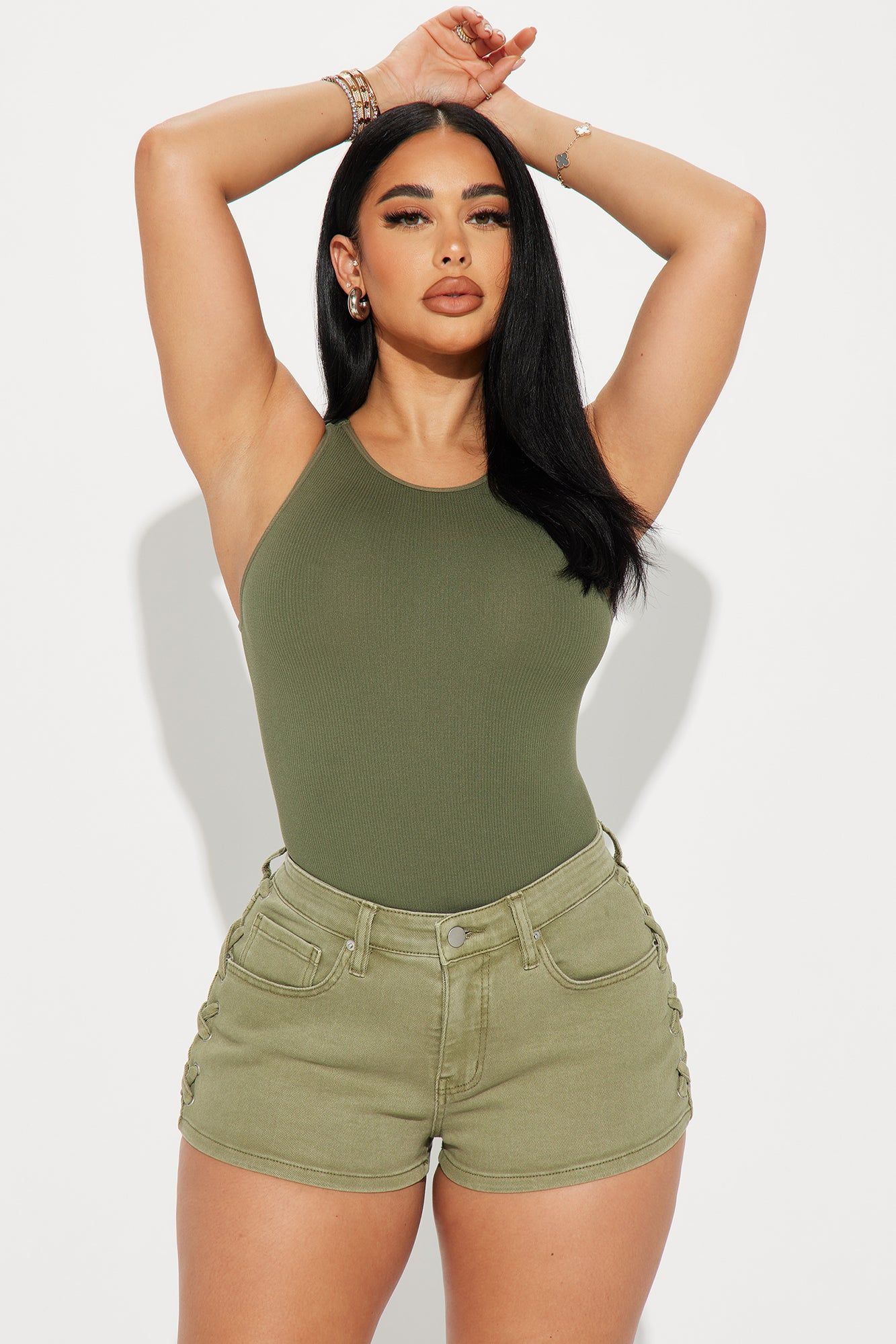 Sienna Seamless Bodysuit - Olive sold by Fashion Nova product image thumbnail 3