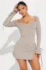 Emilia Long Sleeve Mini Dress - Taupe sold by Fashion Nova