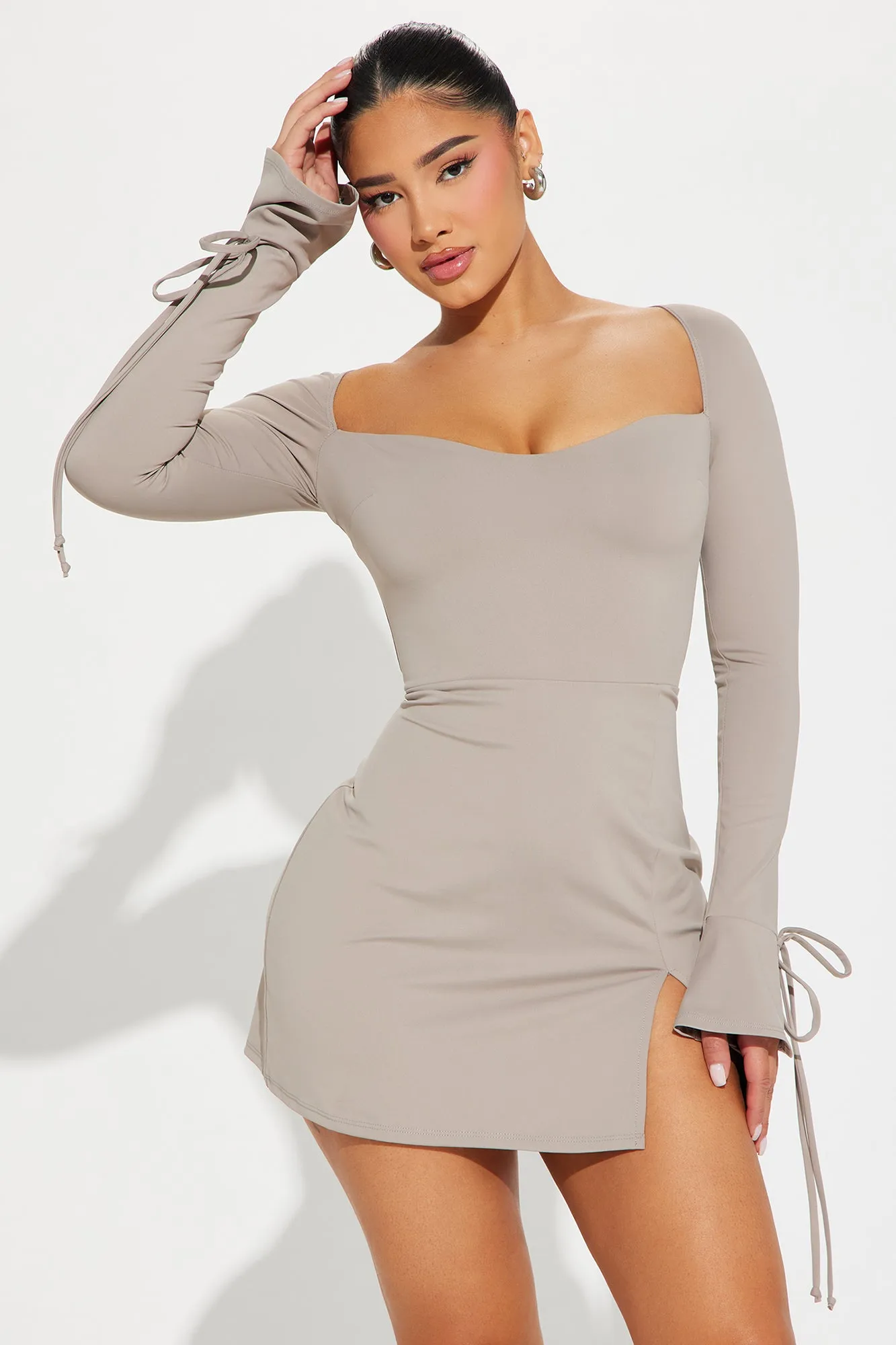 Emilia Long Sleeve Mini Dress - Taupe sold by Fashion Nova