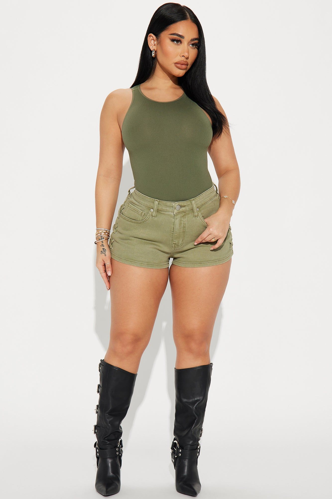 Sienna Seamless Bodysuit - Olive sold by Fashion Nova product image thumbnail 2