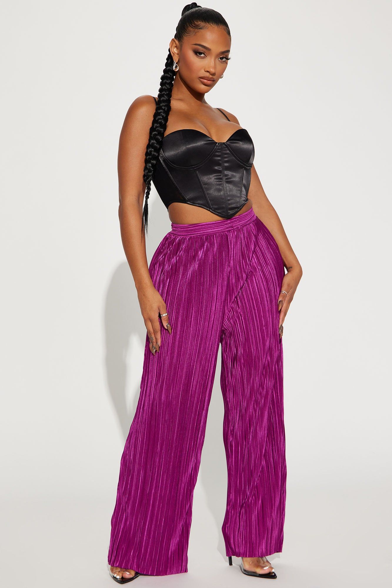 Trya Plisse Pant - Magenta sold by Fashion Nova