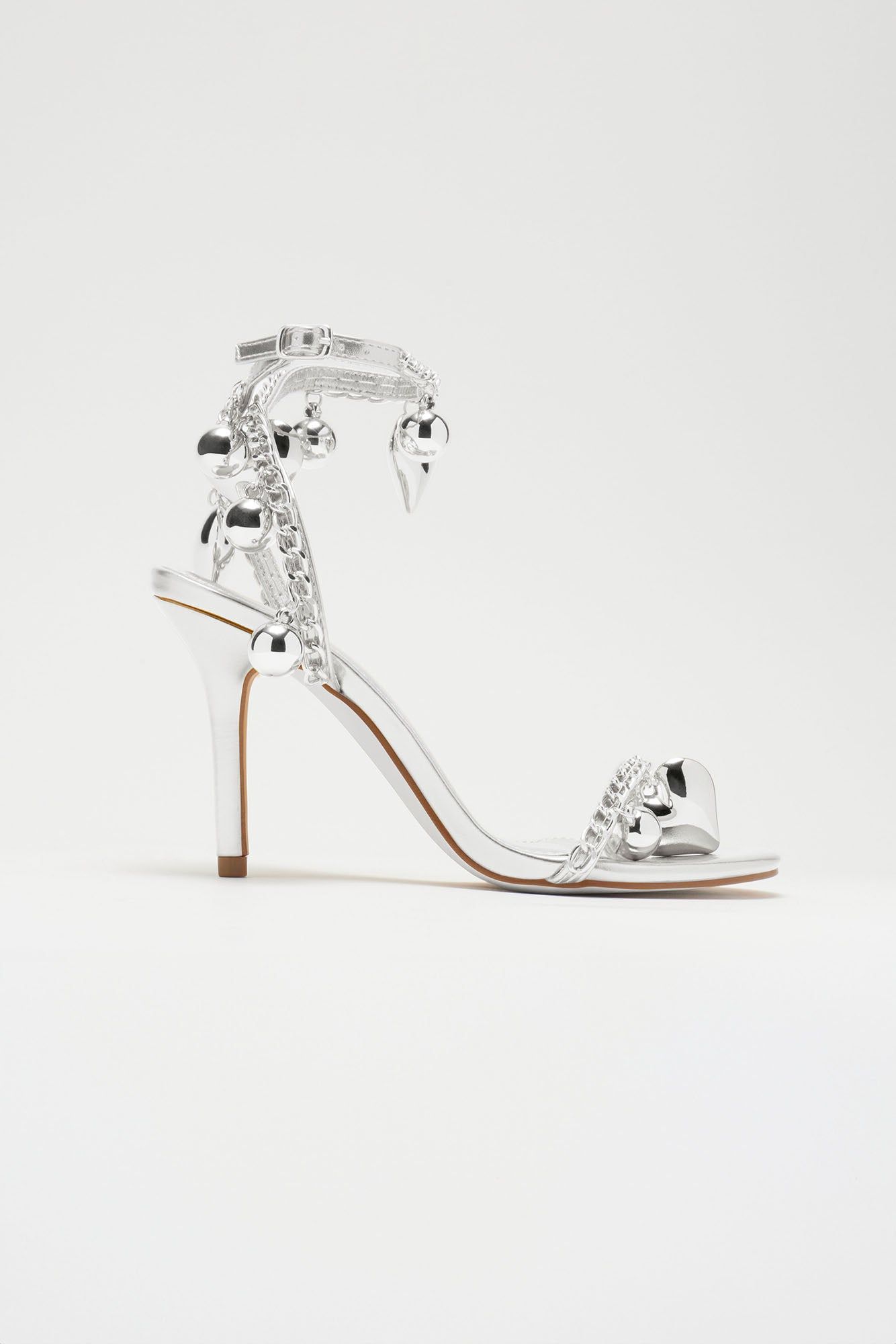 Borrowed Hearts Heeled Sandals - Silver sold by Fashion Nova