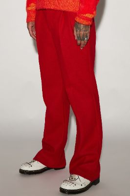 Zip It Out Relaxed Flare Trousers - Red sold by Fashion Nova