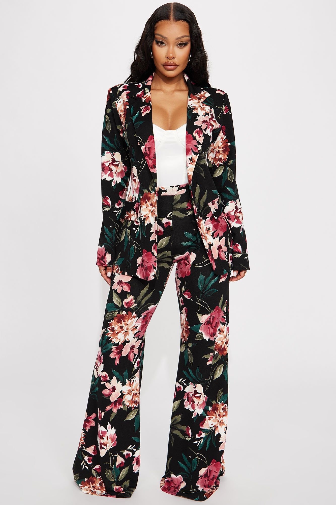 Mimi Floral Pant Set - Black/combo sold by Fashion Nova