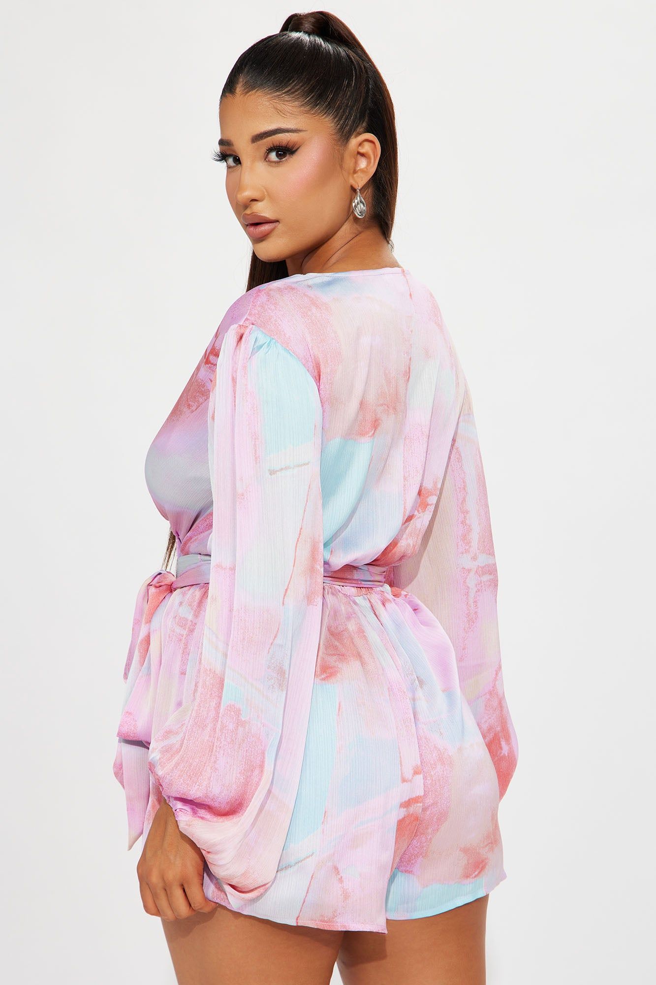 Spring Desires Satin Romper - Pink/combo sold by Fashion Nova product image thumbnail 3