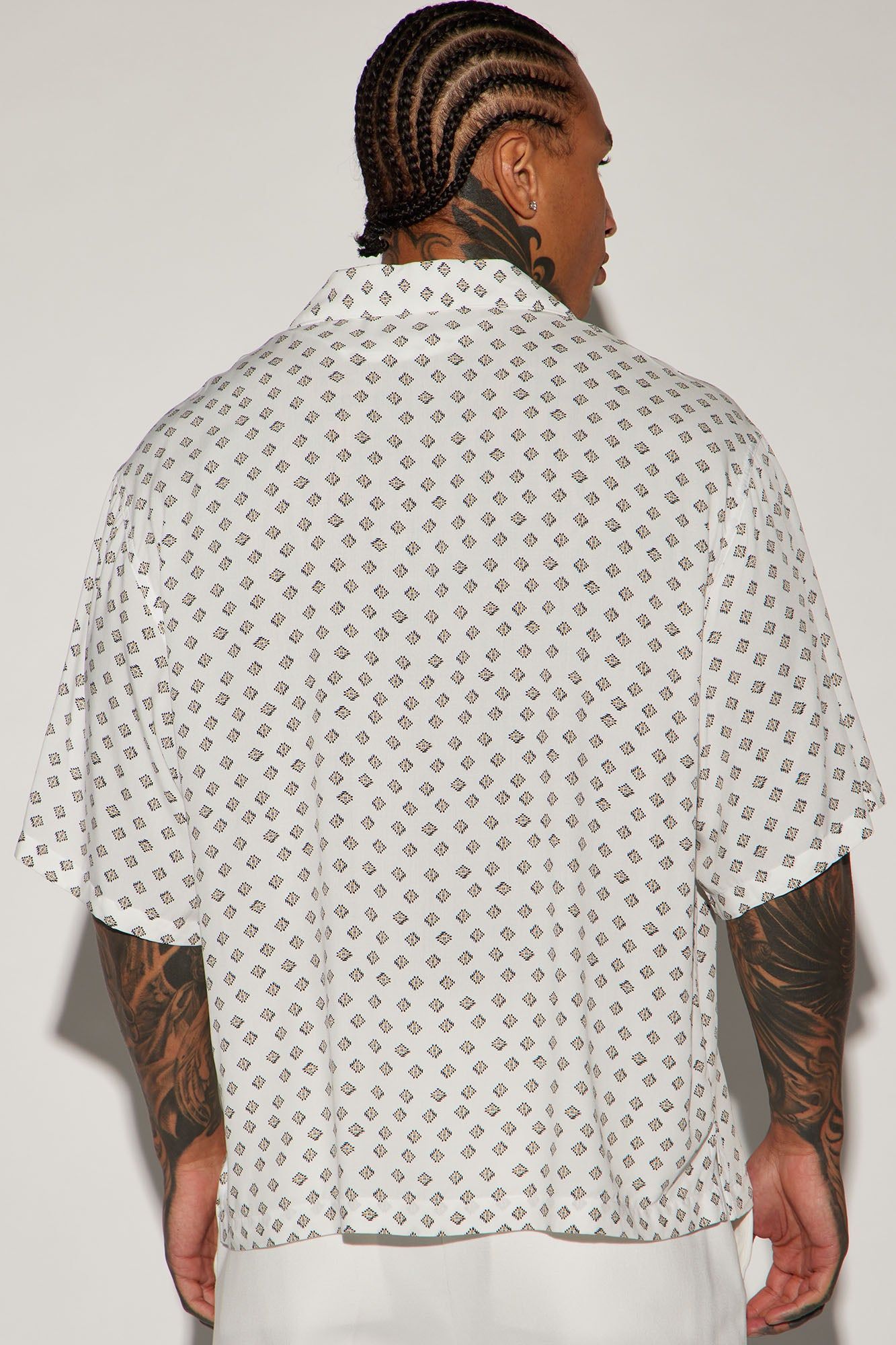 Best Geometric Button Up Shirt - White/combo sold by Fashion Nova product image thumbnail 4