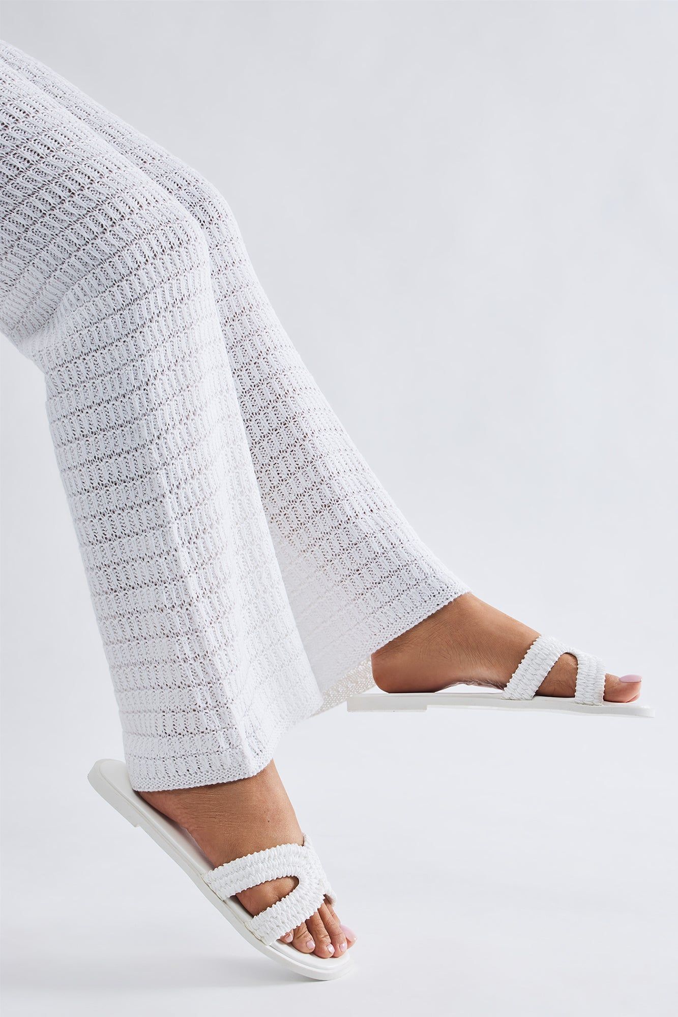 Poolside Babe Flat Sandals - White sold by Fashion Nova