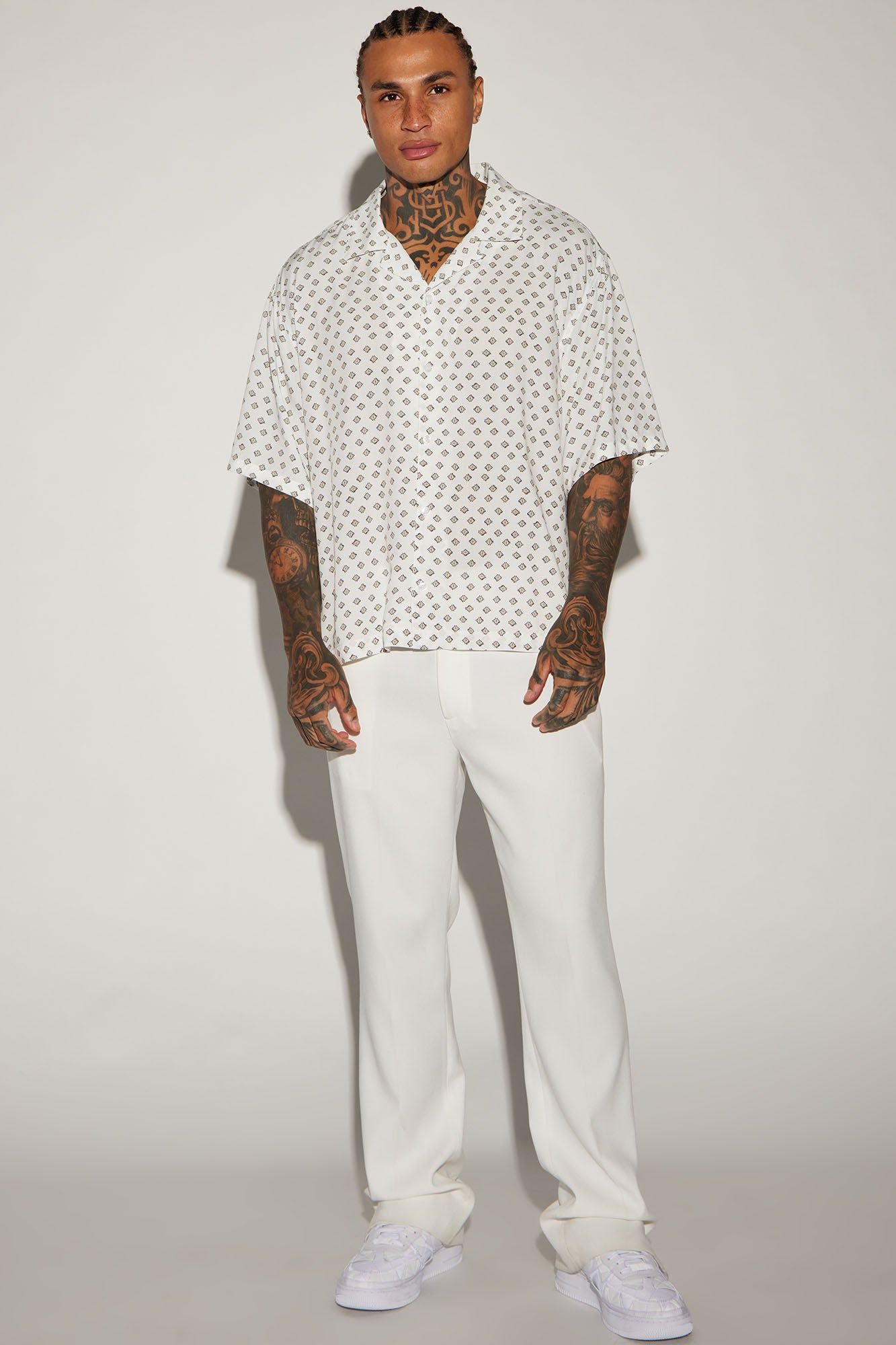 Best Geometric Button Up Shirt - White/combo sold by Fashion Nova product image thumbnail 2