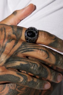 Higher Power Ring - Silver/Black sold by Fashion Nova