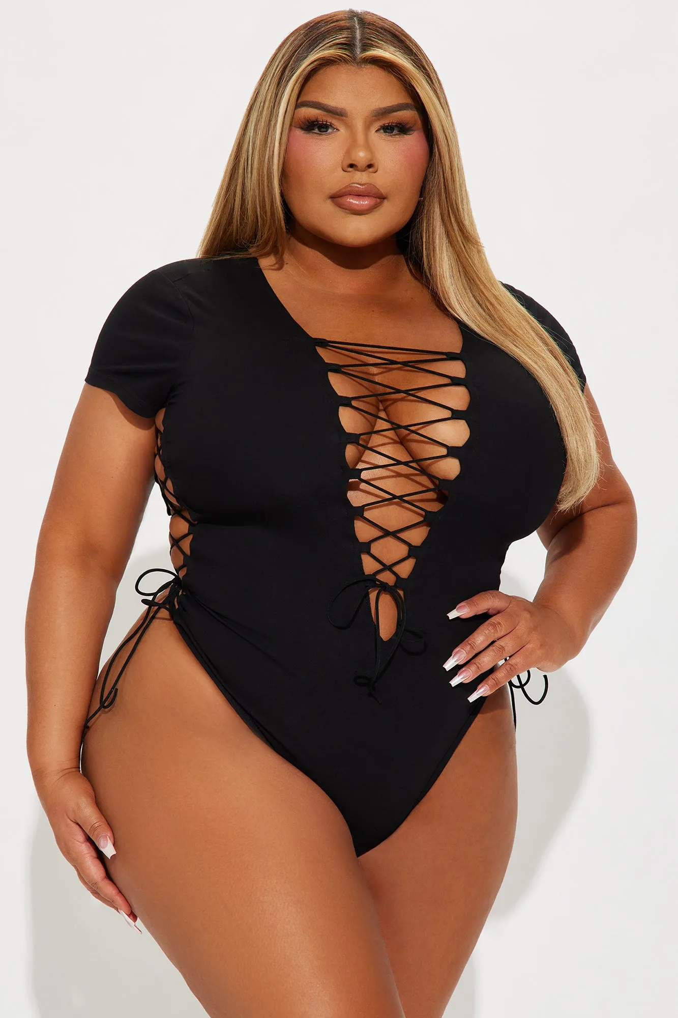 Tied To You Lace Up Bodysuit - Black sold by Fashion Nova product image thumbnail 4