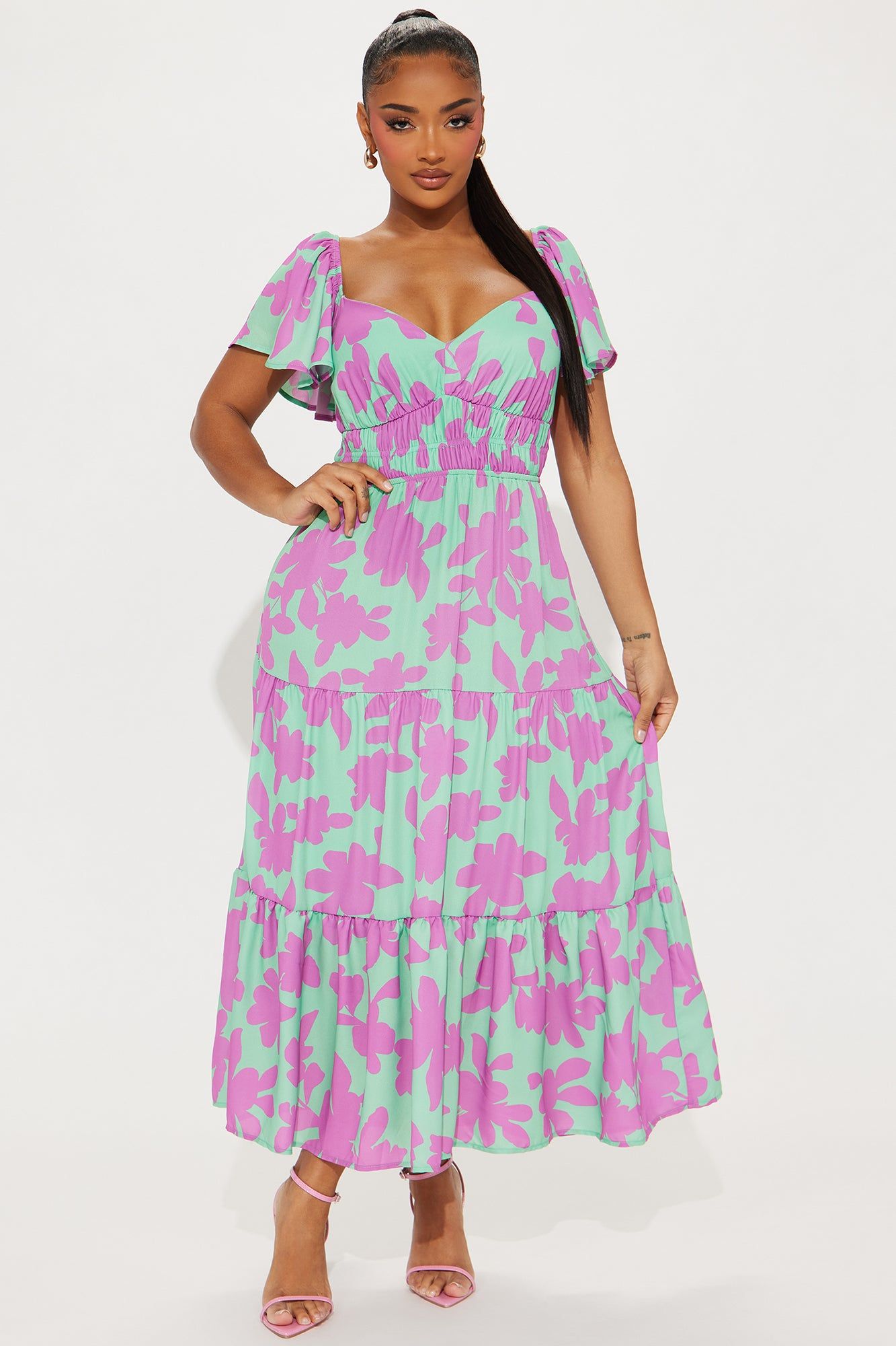 Sedona Chiffon Maxi Dress - Purple/combo sold by Fashion Nova