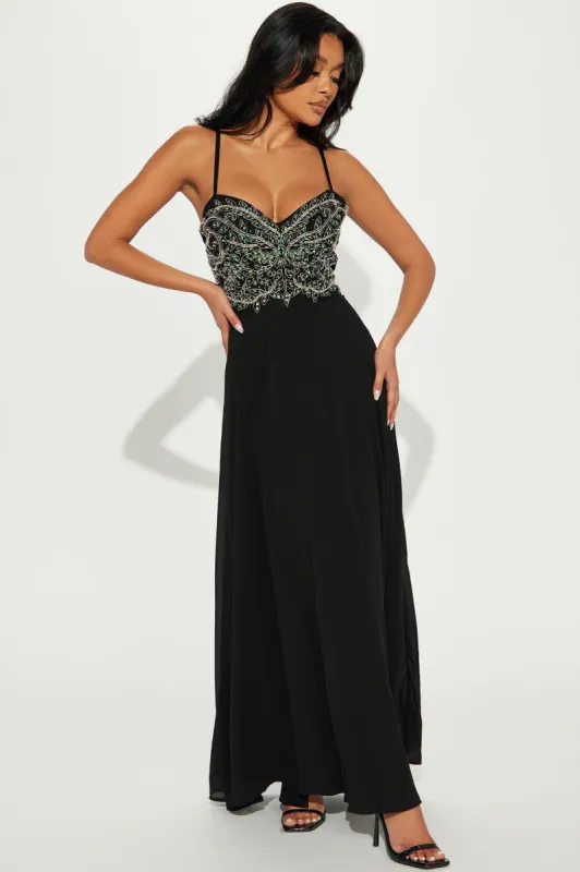 Gracie Chiffon Gown - Black sold by Fashion Nova