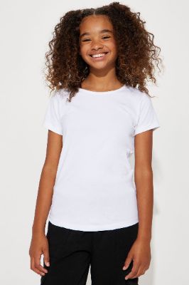 Mini Lily Crew Neck Top - White sold by Fashion Nova