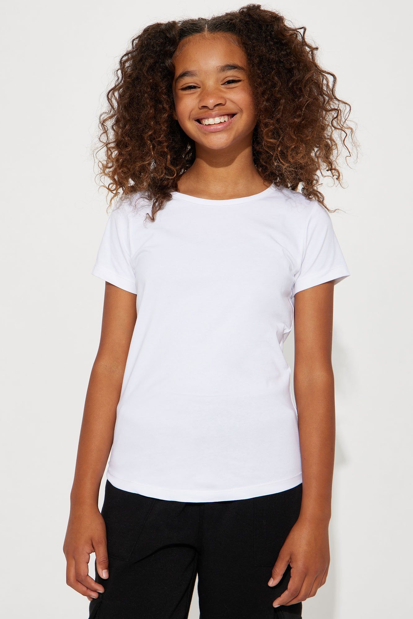 Mini Lily Crew Neck Top - White sold by Fashion Nova