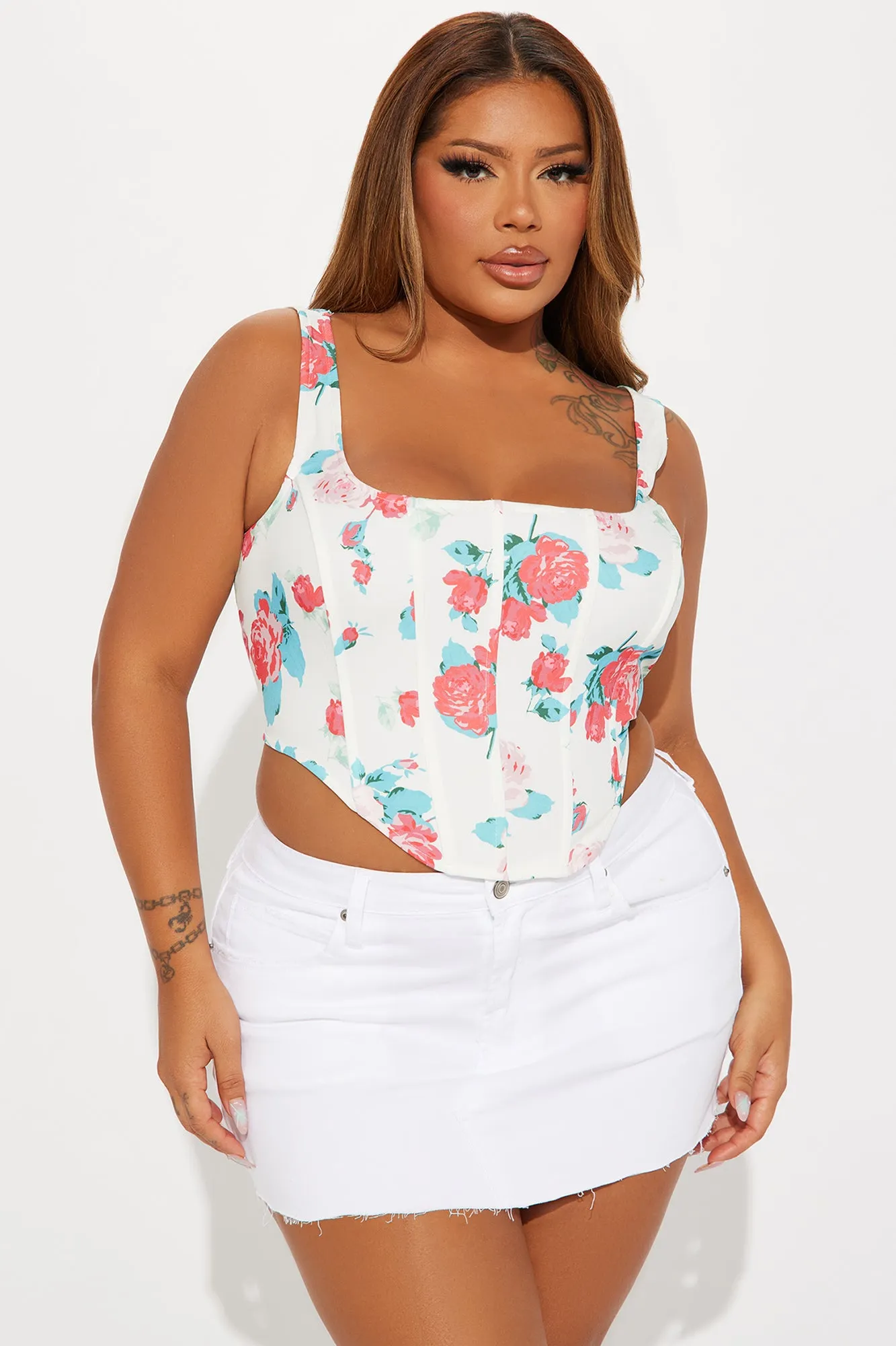 In My Garden Floral Corset Top - White/combo sold by Fashion Nova product image thumbnail 4