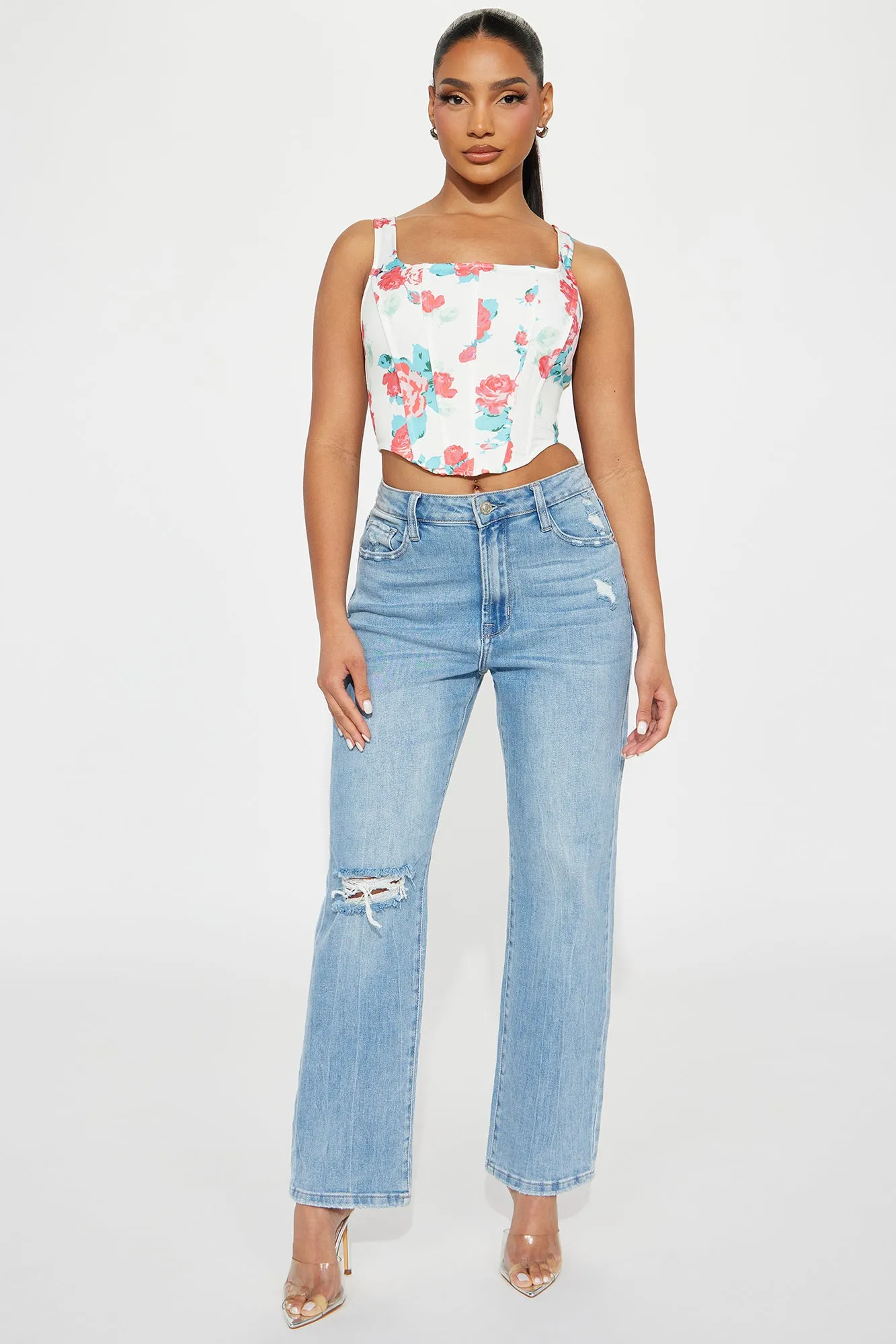 In My Garden Floral Corset Top - White/combo sold by Fashion Nova product image thumbnail 2