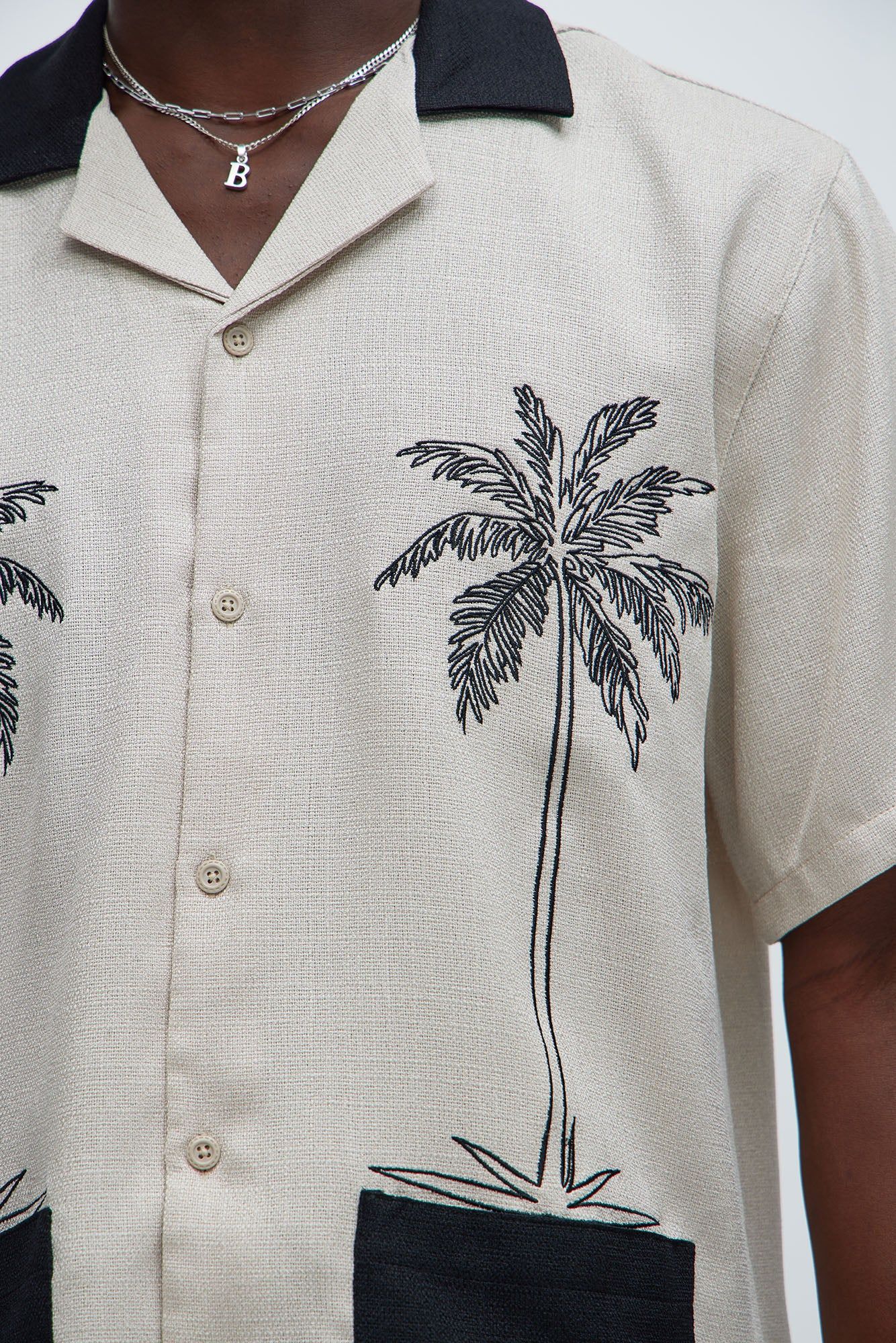 Palm Tree Embroidered Shirt - Stone/Combo sold by Fashion Nova product image thumbnail 3